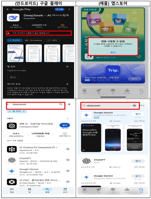 ‘딥시크 앱’ 국내 서비스, 잠정 중단 후 개선·보완키로